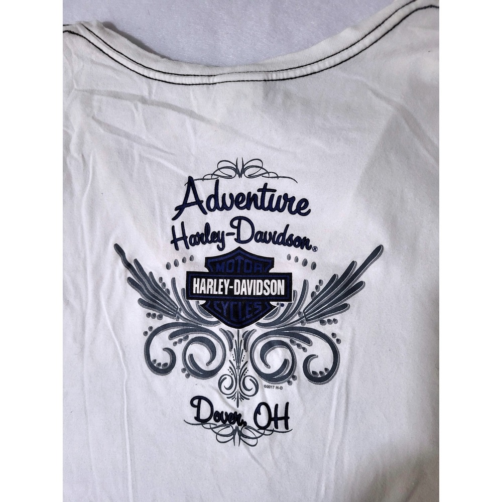 Harley Davidson‎ Motorcycle T Shirt Womens 1X Adventure Dover Ohio Top Bikercore - Picture 5 of 9